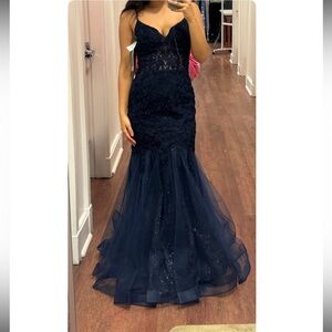 Camille La Vie Navy Blue Prom Dress